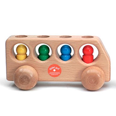 41YSVy6lpoL Wooden Toy Cars: Natural Bus With 4 Figures by Kinderkram Germany: Educational Waldorf Inspired Educational Play Toys