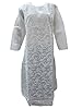Womans Indian Kurta Dress White Chikan Embroidered Boho Yoga Dress Caftan Medium