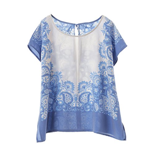 (キッドブルー)KID BLUE 半袖トップス[リゾートスカーフプリント]【OUTLET】