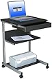 22-Inch Wide Mobile Laptop Desk in Graphite Finish w Shelves