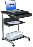22-Inch Wide Mobile Laptop Desk in Graphite Finish w Shelves