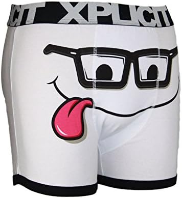 Explicit Men's Designer Funny Novelty Rude Under Pants Boxer Short Underwear X-Large Nerdy-White