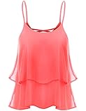 Thanth Strap Shirring Chiffon Cropped Tank Top Cami Blouse