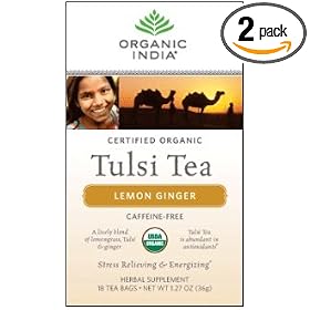 Organic India Tulsi Tea,Lemon Ginger, 18 Count (Pack of 2)