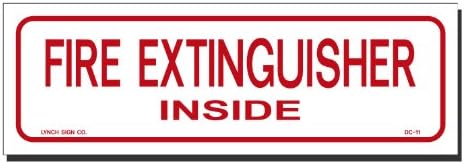 Lynch Signs 9 in. x 3 in. Decal Red on White Sticker Fire Extinguisher Inside
