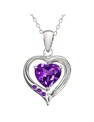 0.76 Ct Genuine Heart Shape Purple Amethyst Gemstone Sterling Silver Pendant