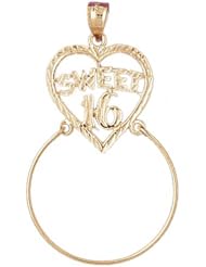 Dazzlers Solid 14k Gold Heart Holder Charm Pendant Available in three colors from jewelsberry (weights: 2.5 grams only)