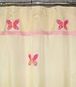 Butterfly Yellow Fabric Shower Curtain