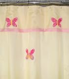 Butterfly Yellow Fabric Shower Curtain