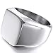 INBLUE Personalized Signet Ring Engraving Color Picture/Black Picture/Blank Custom Photo for Men Women Memorial Stainless Steel Jewelry Bundle with Ring Size Adjusters (Silver Color)