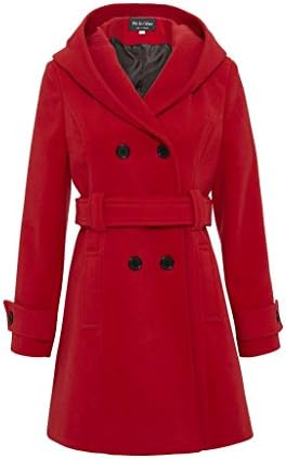 De La Creme Women`s Hooded Winter Belted Coat
