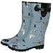 Women's Blue Playful Dogs Waterproof Rubber Rain Boots w/ Buckle