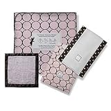 SwaddleDesigns Swaddle Designs Baby Gift Set with Swaddling Blanket,Baby Lovie and Set of Burpies in Clear Plastic Box-Pink Mod Circles