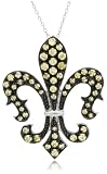 Sterling Silver Yellow Cubic Zirconia Fleur-de-Lis Pendant, 18