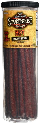 Jack Link's Smokehouse Meat Snacks, Hot Meat Stick, 24-Count Jar