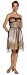 #2121 - BEST SELLER - Formal Evening Gown. Elegant Knee Length Spaghetti mesh dress with contrast lining and caviar print