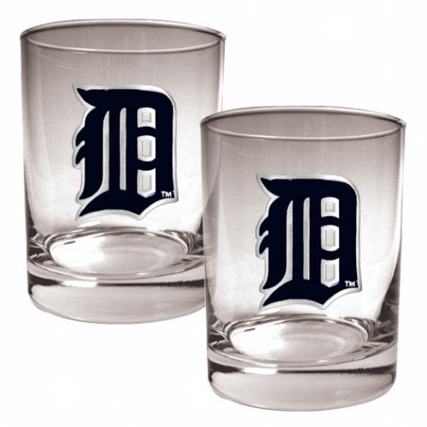 MLB Detroit Tigers Two Piece Rocks Glass Set - Primary Logo