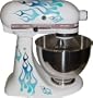 Ice Mix Double Decal Flame Kit blue and white, designed to fit all KitchenAid stand mixers, including Pro 600, Artisan, Ultra Power, 4, 5, 6 qt quart mixers, without accessory interference.