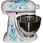 Ice Mix Double Decal Flame Kit blue and white, designed to fit all KitchenAid stand mixers, including Pro 600, Artisan, Ultra Power, 4, 5, 6 qt quart mixers, without accessory interference. ELIGIBLE FOR FREE SUPER SAVER SHIPPING ON ORDERS OVER $25