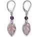 Sterling Silver Pink Shell Leaf Earrings w/ Amethyst by Sajen