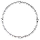 Kids Size Sterling Silver Stretch Bangle 4 Section Textured.