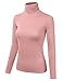 Doublju Womens Long Sleeve Jersey Turtleneck T-Shirt Top With Shirring Detail