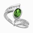 14K White Gold Tsavorite (Green Garnet) and Diamond Ring