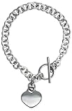 Sterling Silver Round Link Rolo Bracelet / Necklace with Heart Disc