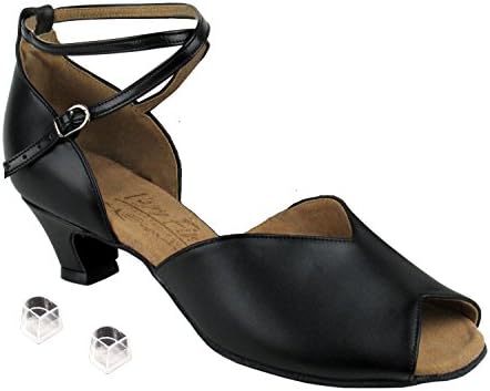Very Fine Ladies Women Ballroom Dance Shoes EKS2801 Black Leather 1.2" Cuban Heel (6.5M)