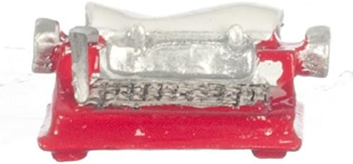 Dolls House Miniature Study Desk Accessory Red Metal Typewriter by Miniatures World Paris