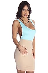 Polyester/Spandex Two-Toned Short Sleeves Club Dress 