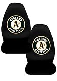 A Set of 2 MLB Major League Baseball Licensed Universal-Fit Front Bucket Seat Cover - Oakland Athletics