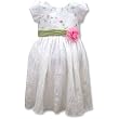 Jone Michelle Girls White Crinkle Taffeta Dress With Pink Flowers