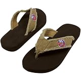 NHL New York Islanders Unisex Frayed Flip Flops - Khaki (Small)