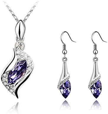 Blingery Austria Crystal Jewelry Set High Quality Gurantee Necklace and a Pair Eearrings