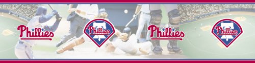 Blue Mountain Wallcoverings 5815419 Philadelphia Phillies MLB Prepasted Wall Border, 6-Inch by 15-Foot