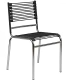 ITALMODERN Beetle Stacking Chair Sets of 4, Black/Chrome, 20.5 W x 20.25 D x 34 H