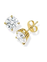 1.00 ct. tw. Round Diamond Solitaire, Prong Set Stud Earrings in 14 Karat Yellow Gold ( GH/ SI-SI2)