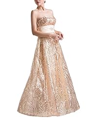 Strapless Mesh Lace  Sequined Beaded Cocktail Floor Length Polyester Club Dress/Evening Dress/Homecoming Dress/Prom Dress/Wedding Party Dress  With a Bow(s) and a Sash 