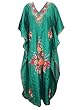 Silk Kaftan Kashmiri Embroidered Dark Green Lounger Dress Kimono Kaftans Xl