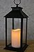 Decorative Black Lantern - LED Flickering Flameless Pillar Candle with 5 Hour Timer Included - Indoor/Outdoor Lantern - 13