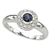 14K White Gold Round Sapphire & Bezel Set Diamond Ring