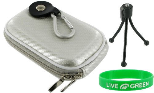 Hard Carrying Case (Candy Silver) and Spider Tripod for Nikon Coolpix S3000 12 MP Digital Camera Silver