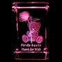 3D Laser Kristall Glasblock mit LED Beleuchtung - Teddy mit Rose Schriftzug F�R DIE BESTE MAMI DER WELT