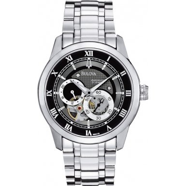 Bulova 96A119 Mens Automatic Silver Black Watch