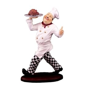French Chef Waiter Statue, Figurine Kitchen, Home Decor by L.A