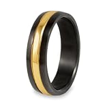 Black and Gold Plated Polished Titanium Ring (6.0 mm) - Sizes 8-13