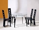 Elegant Tempered Glass Black Dining Table with 4 Matching Chair Set