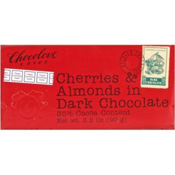 55% Dark Chocolate - with Cherries & Almonds, 12 Units 3.2 oz by Chocolate Almonds