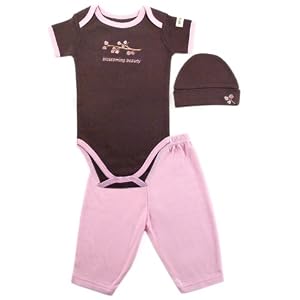 Hudson Baby Organic Touched By Nature Set, Brown-Blossom, 0-3 Months